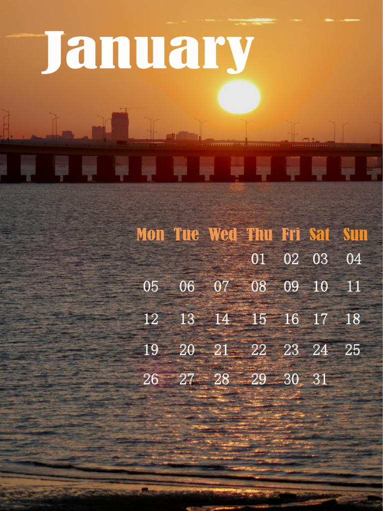January: Mon Tue Wed Thu Fri | PDF