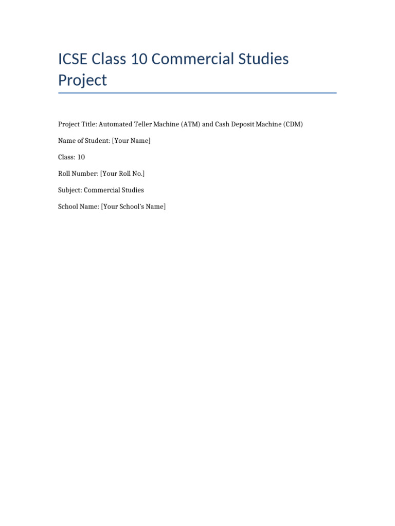 10 Icse Comercial Studies Project by Sachin | PDF | Credit Card | Banks