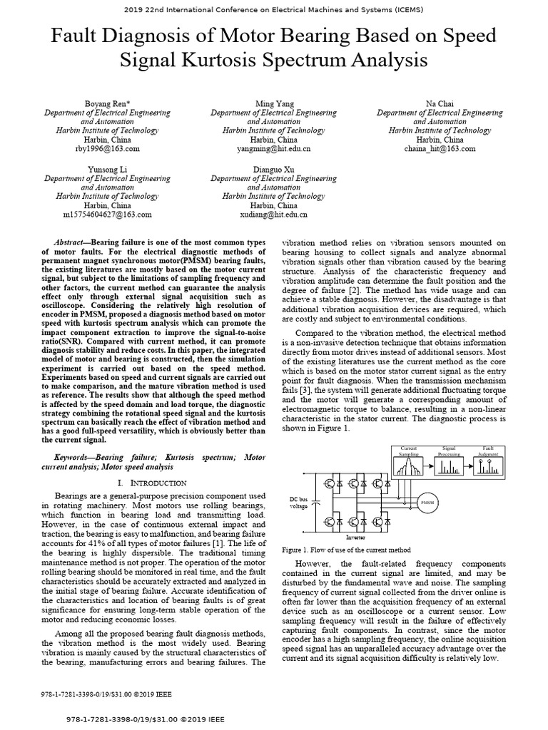 Fault Diagnosis of Motor Bearing Based on Speed Signal Kurtosis ...