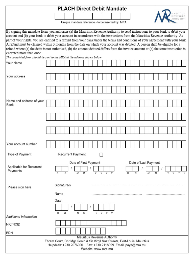 Direct Debit Applicationform | PDF
