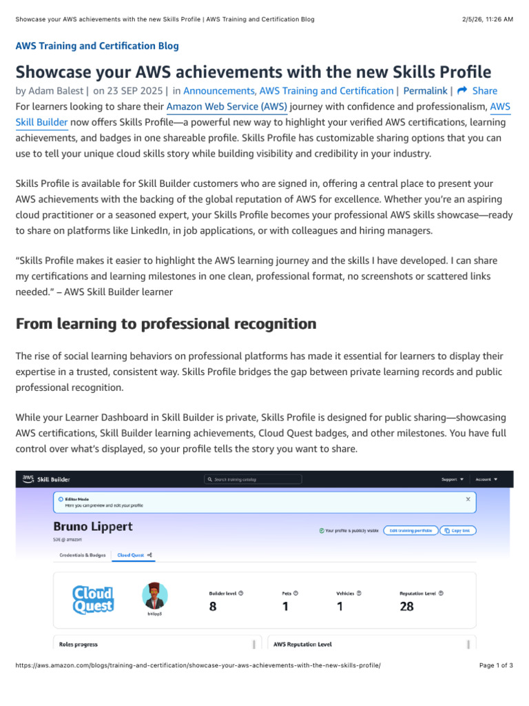 Showcase Your AWS Achievements With the New Skills Profile | AWS ...