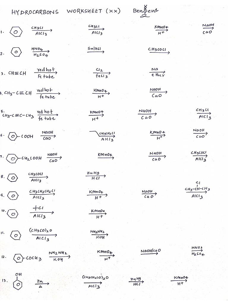 Worksheet Benzene Hydrocarbon | PDF