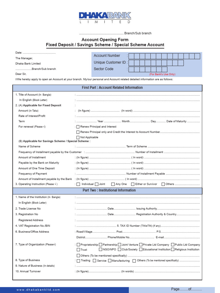 FDR and Deposit Scheme Form English Version | PDF | Interest | Identity ...