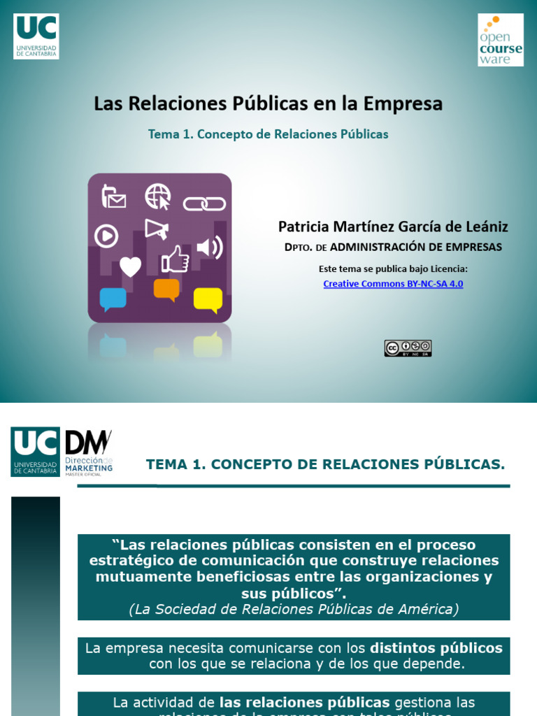 Tema1. Relaciones Públicas en la Empresa | PDF | Relaciones públicas ...