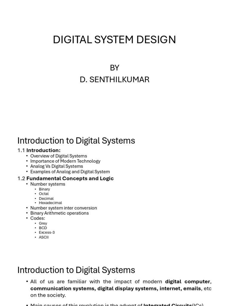 Module-1-Introduction To Digital Systems | PDF | Digital Electronics ...