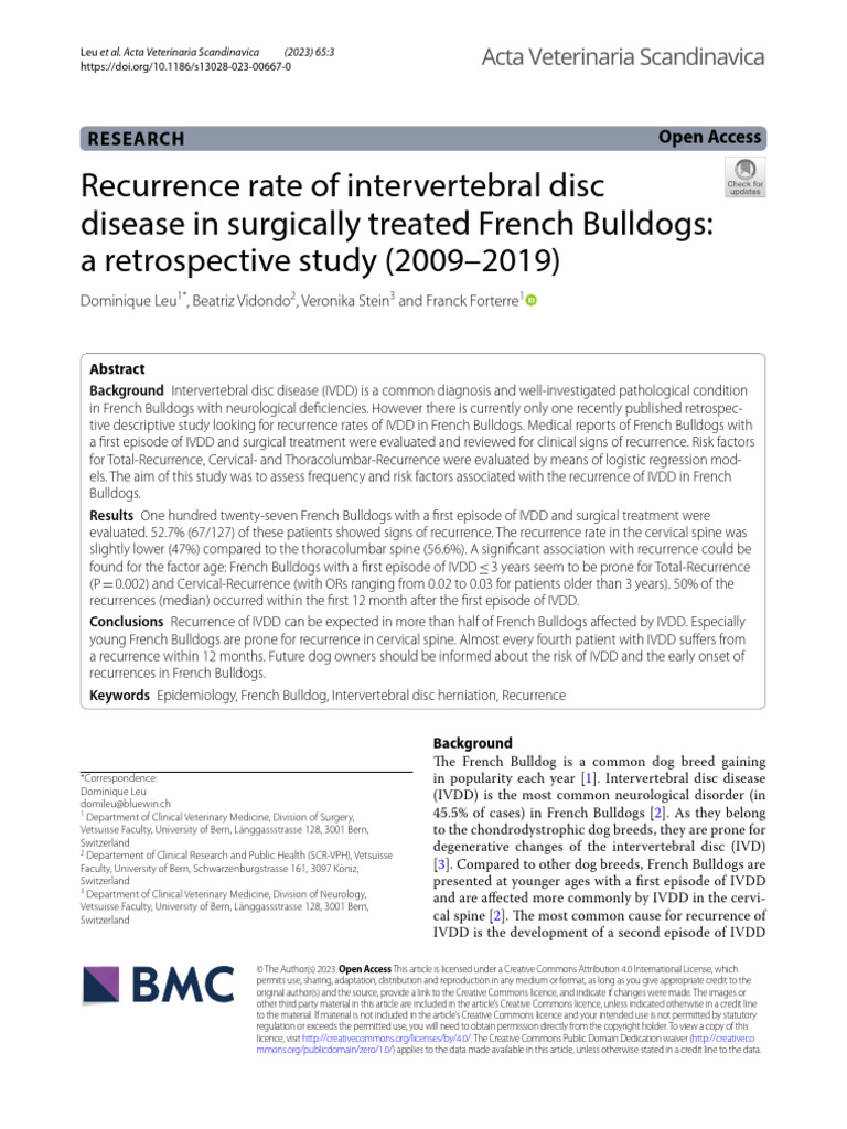 Recurrence rate of intervertebral disc | PDF | Vertebra ...