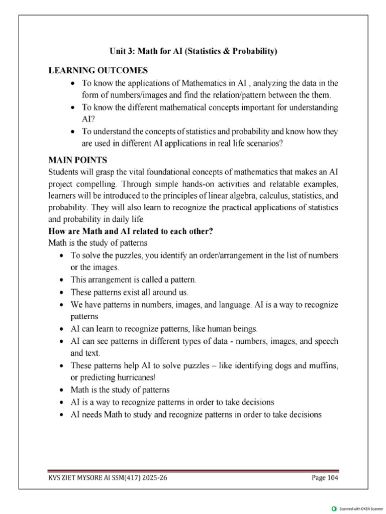 Unit 3 - Maths For Ai | PDF