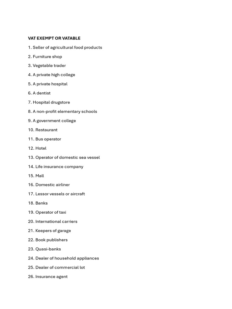 Vat Exempt or VATABLE | PDF