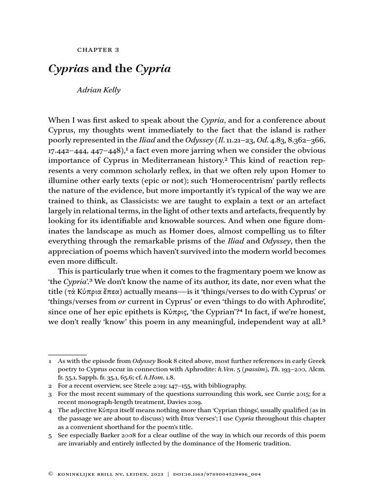 Cyprias and The Cypria | PDF | Homer | Iliad