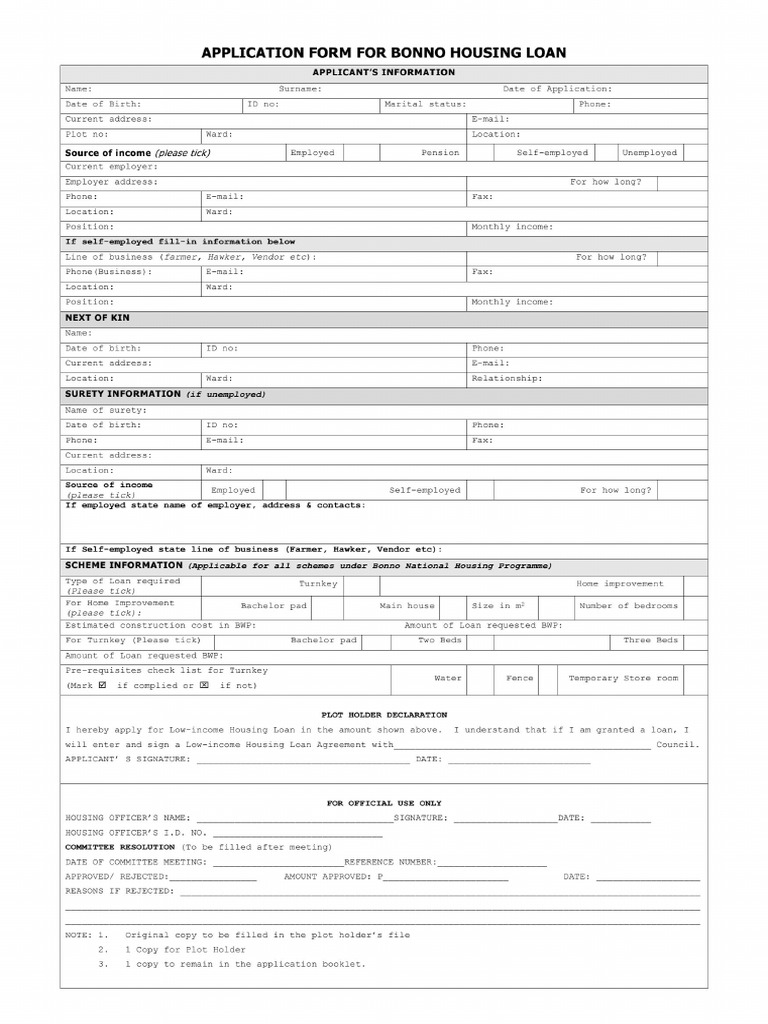 Application Form for Bonno Housing Loan 2025-2026 (1) | PDF