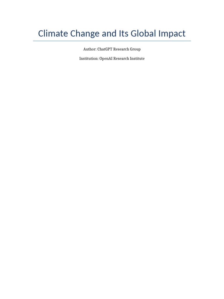 Climate Change and Its Global Impact | PDF