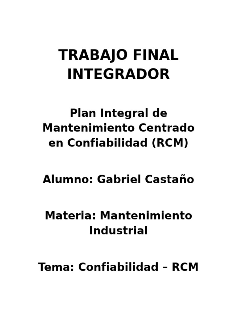 TP Final | PDF | Ingeniería de confiabilidad
