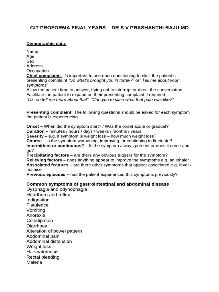 GIT case sheet | PDF | Gastroesophageal Reflux Disease | Indigestion