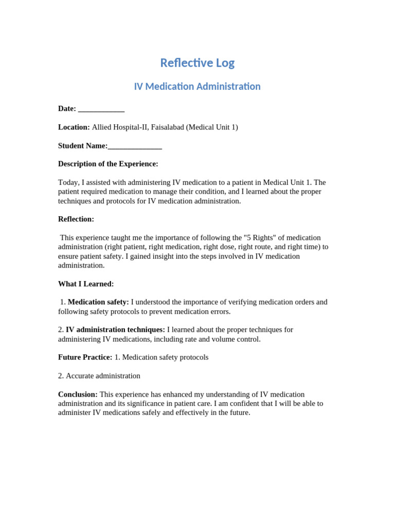 Reflective - Logs Docx AHN Docs | PDF | Catheter | Clinical Medicine