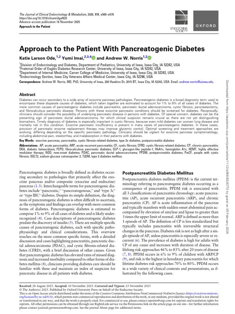 Pancreatogenic Diabetes | PDF | Pancreas | Diabetes