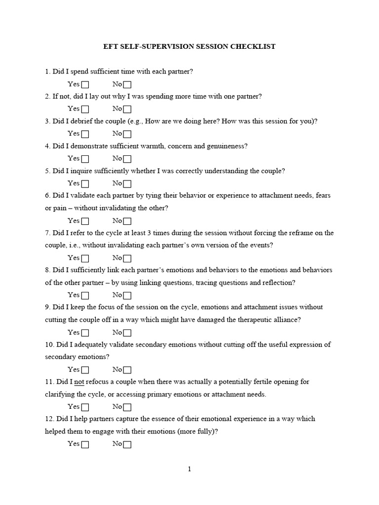 1. Self Supervision Checklist | PDF | Emotions | Psychology