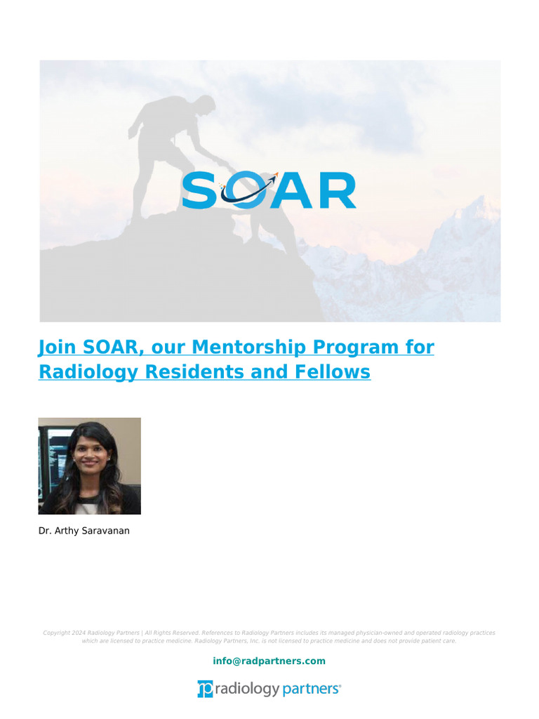 Join Soar Our Mentorship Program for Radiology Residents and Fellows | PDF