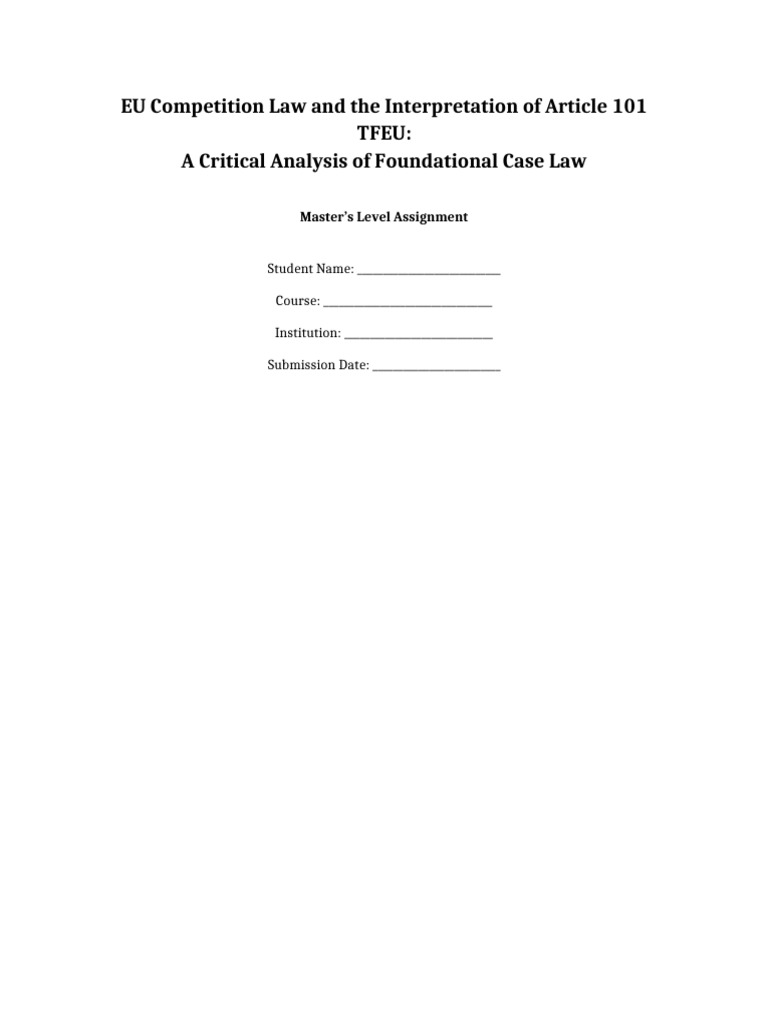Article 101 TFEU Masters Assignment Draft | PDF | Justice | Crime ...