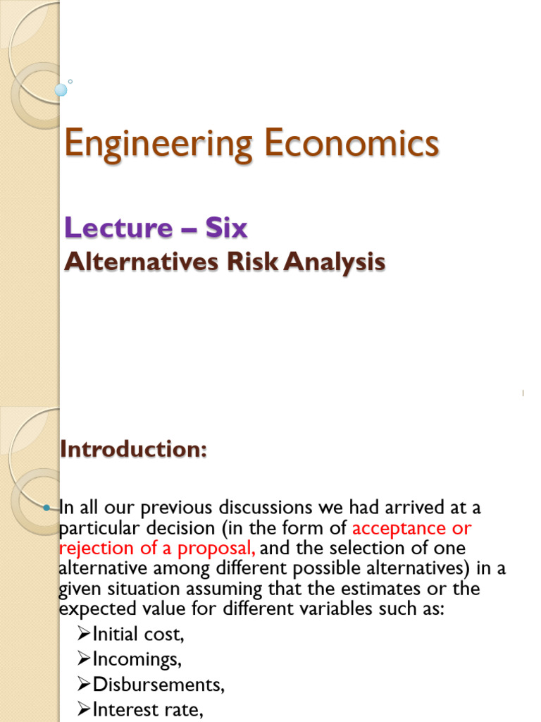 Alternatives Risk Analysis | PDF | Net Present Value | Cost