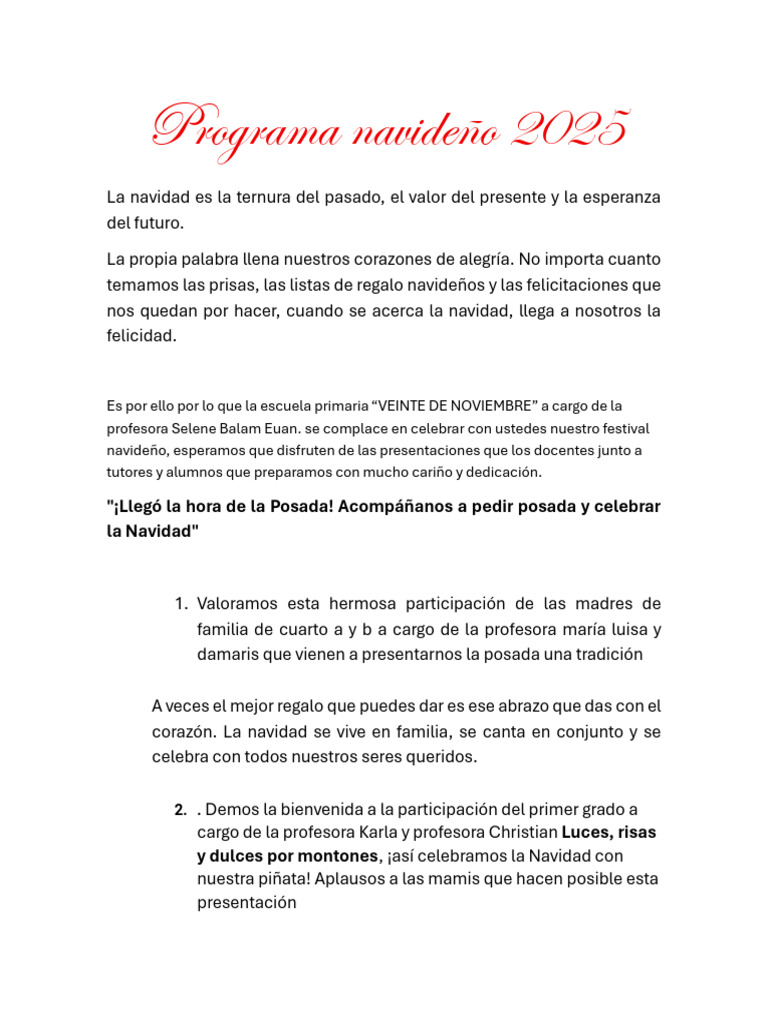 Programa Navideño 2025 | PDF | Navidad