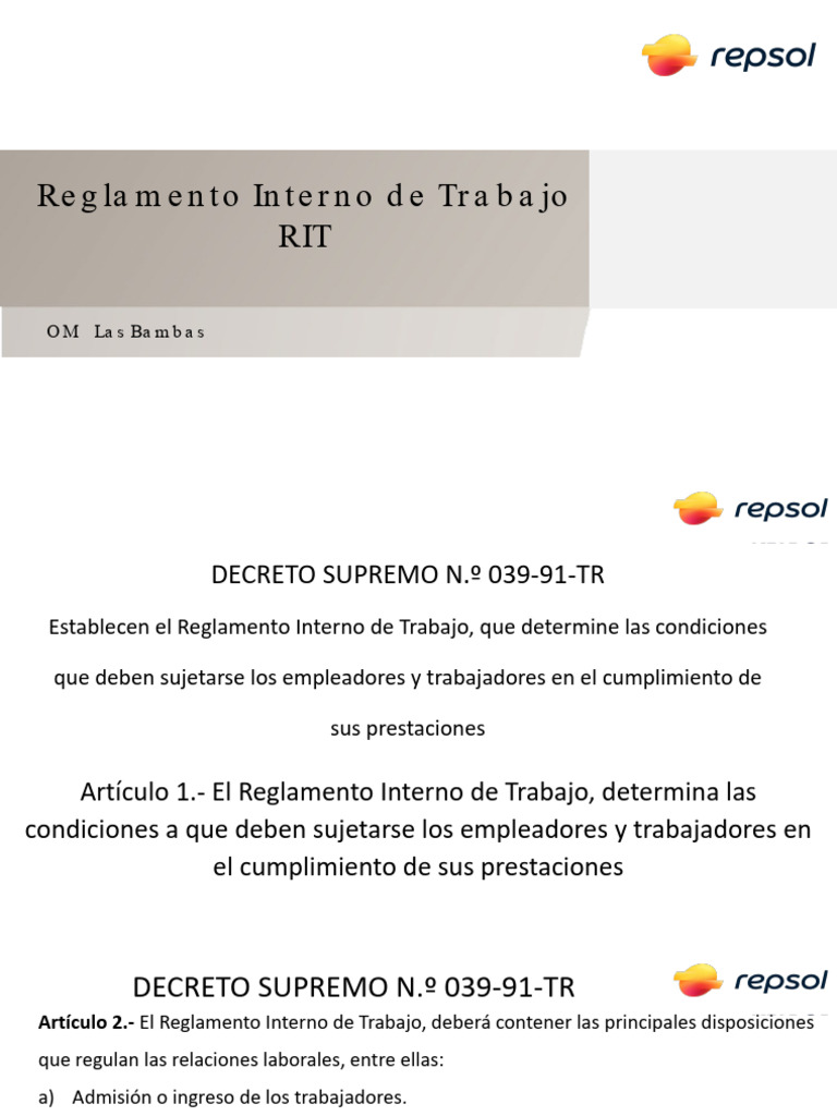 Reglamento Interno de Trabajo | PDF | Derecho laboral | Seguridad y ...