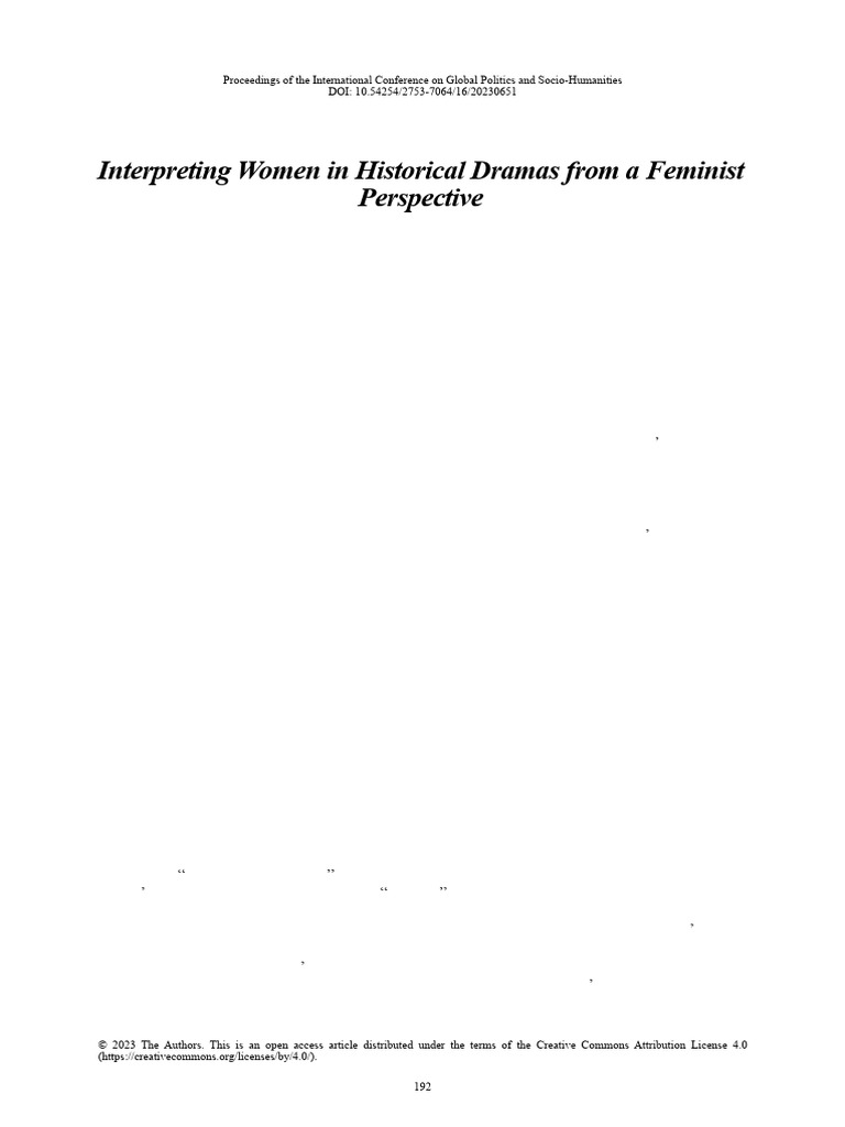 Interpreting Women in Historical Dramas From A Fem | PDF | Patriarchy ...