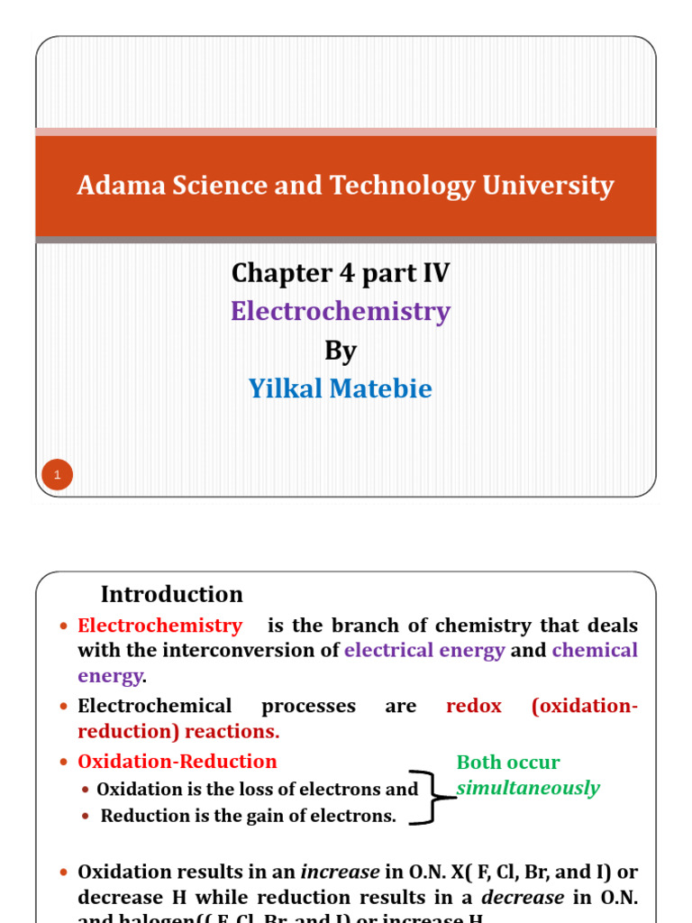 Chapter 4 Part IV Electrochemistry | PDF | Redox | Anode
