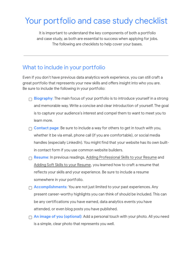 Your Portfolio and Case Study Checklist | PDF | Résumé | Cognitive Science