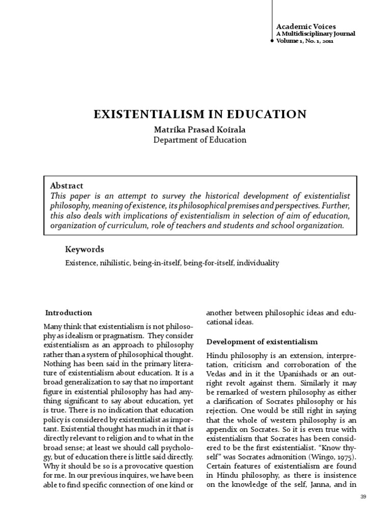 Existentialism in Education 1kq87p4lan | PDF | Existentialism | Existence