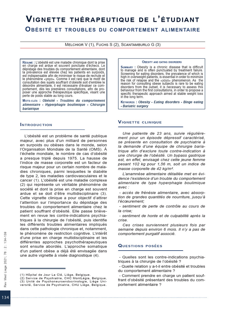 Obesity and Eating Disorders | PDF | Boulimie | Obésité
