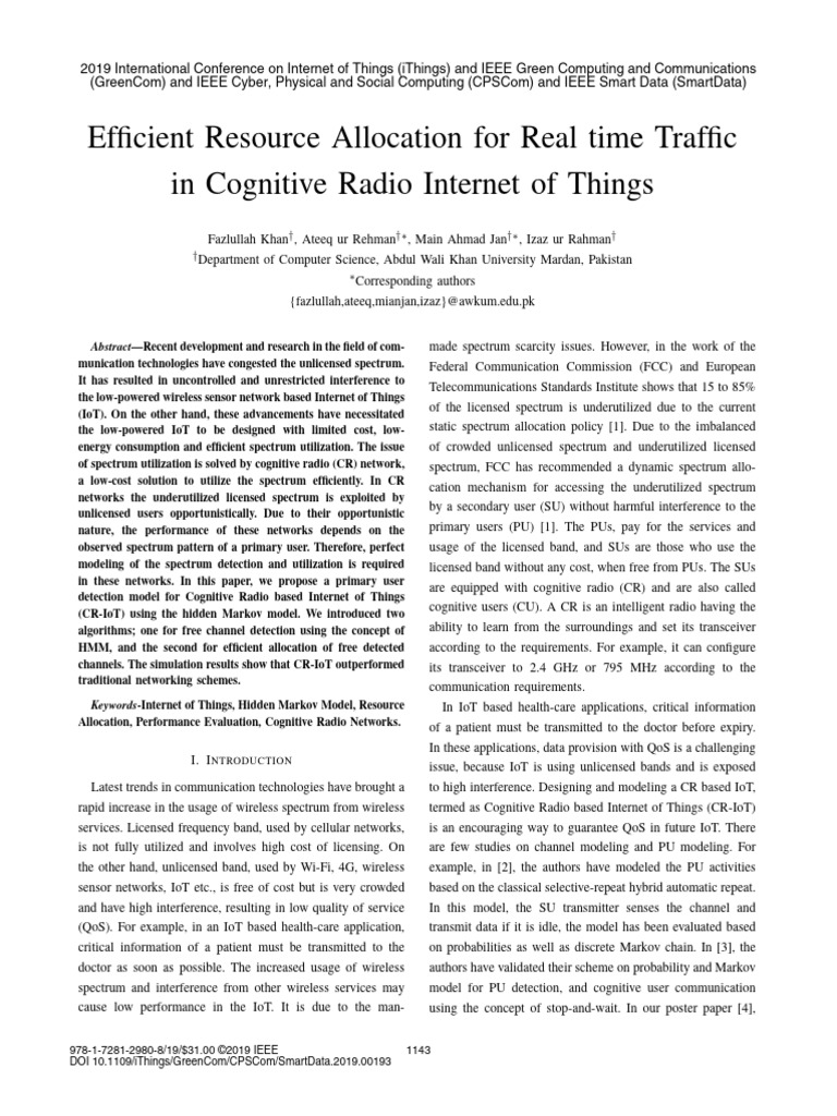 Efficient Resource Allocation for Real Time Traffic in Cognitive Radio ...