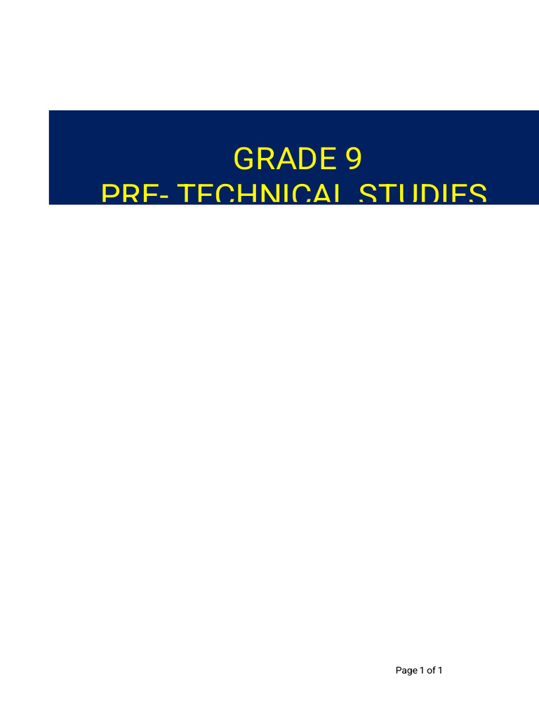 Grade 9 Pretechnical Studies Notes (1) - Compressed | PDF | Waste | Wood