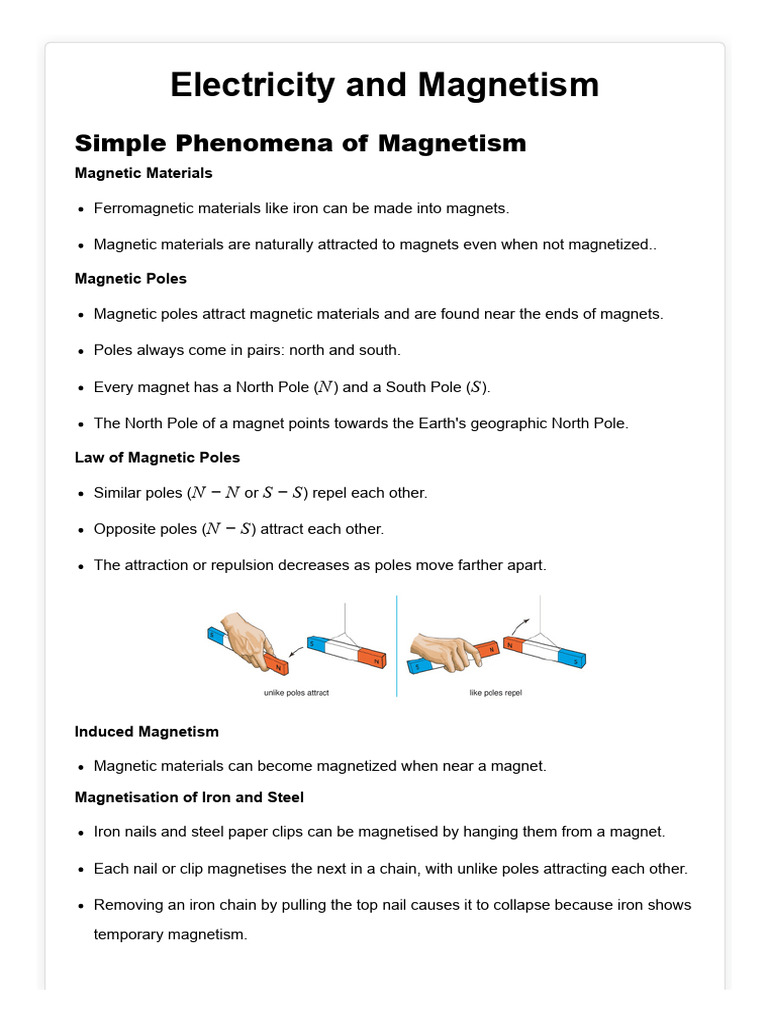 IGCSE Physics Magnetism and Electricity Notes | PDF | Electric Charge ...