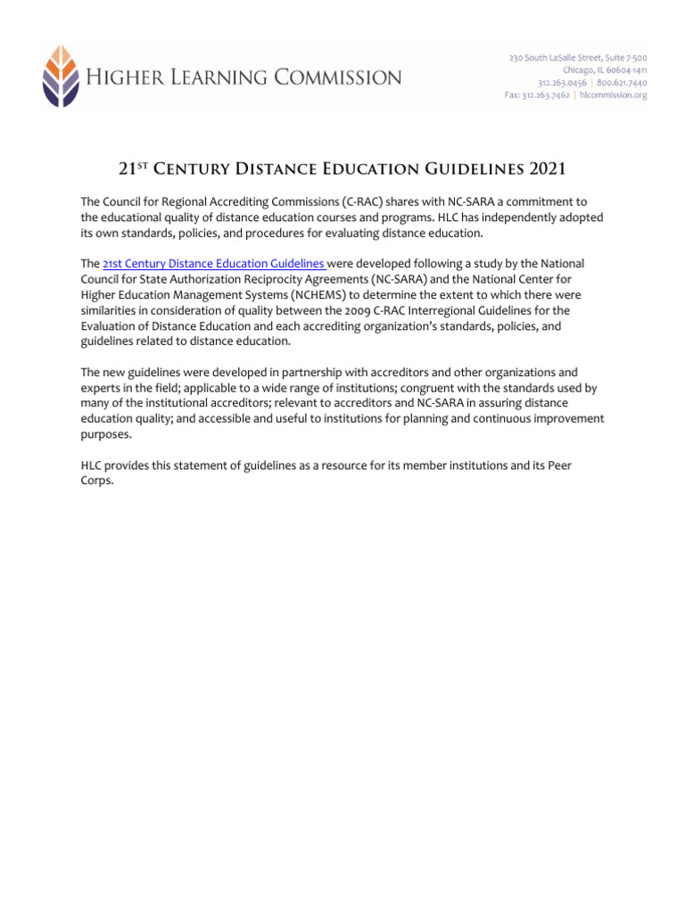 21st Century Distance Education Guidelines 2021 | PDF | Distance ...
