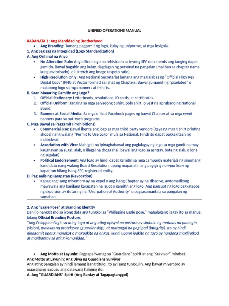 Unified Operations Manual | PDF