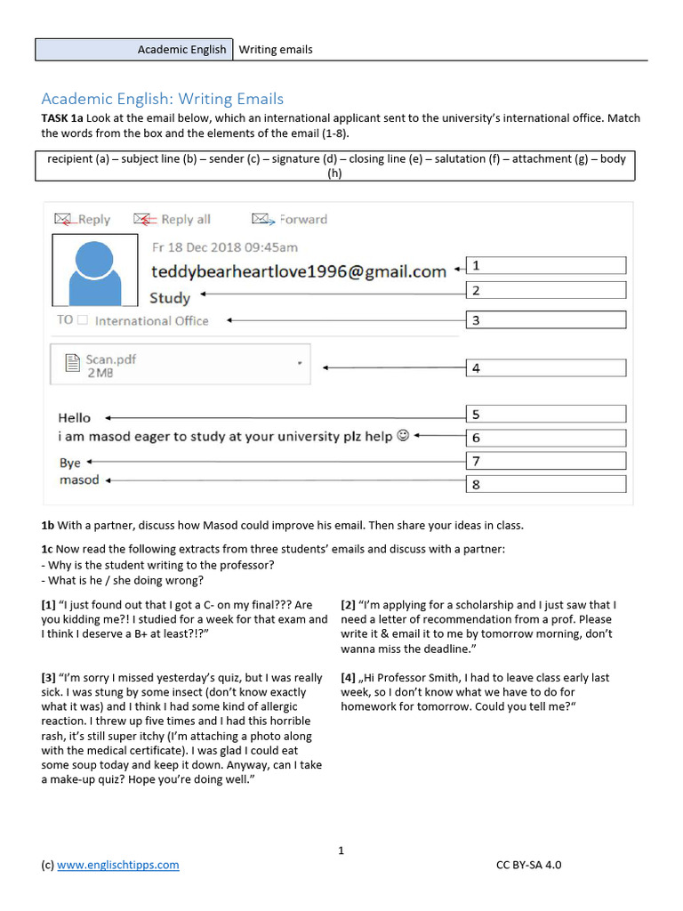 Academic English Writing Emails | PDF