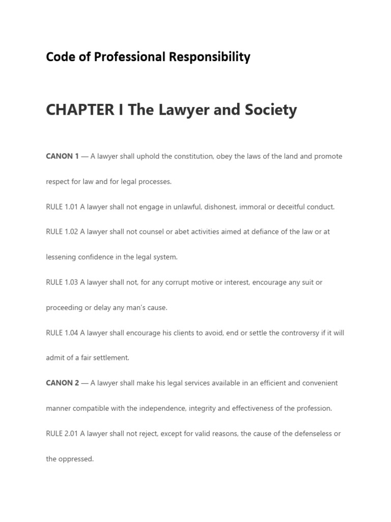 Code of Professional Responsibility.docx | PDF | Lawyer | Conflict Of ...