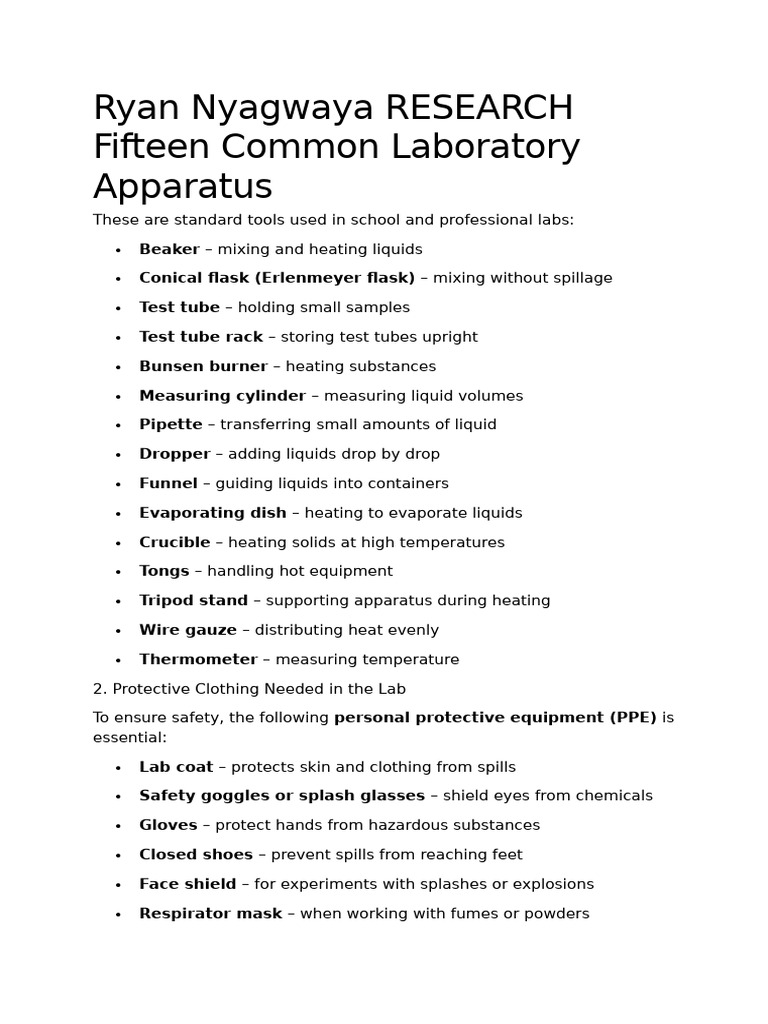 Lab Apparatus | PDF | Personal Protective Equipment | Isaac Newton