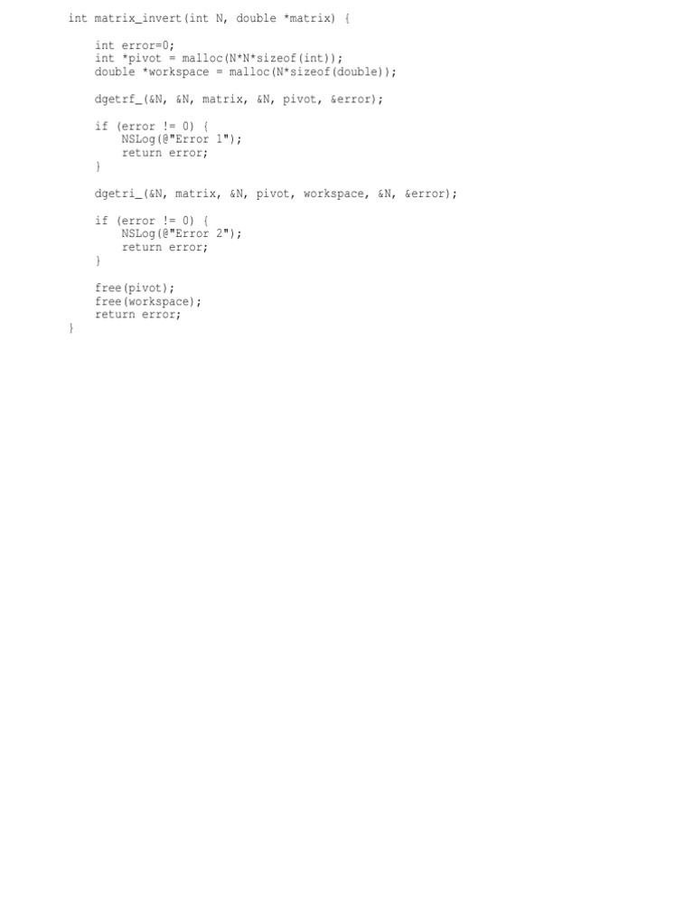 Matrix Invert Using Lapack | PDF