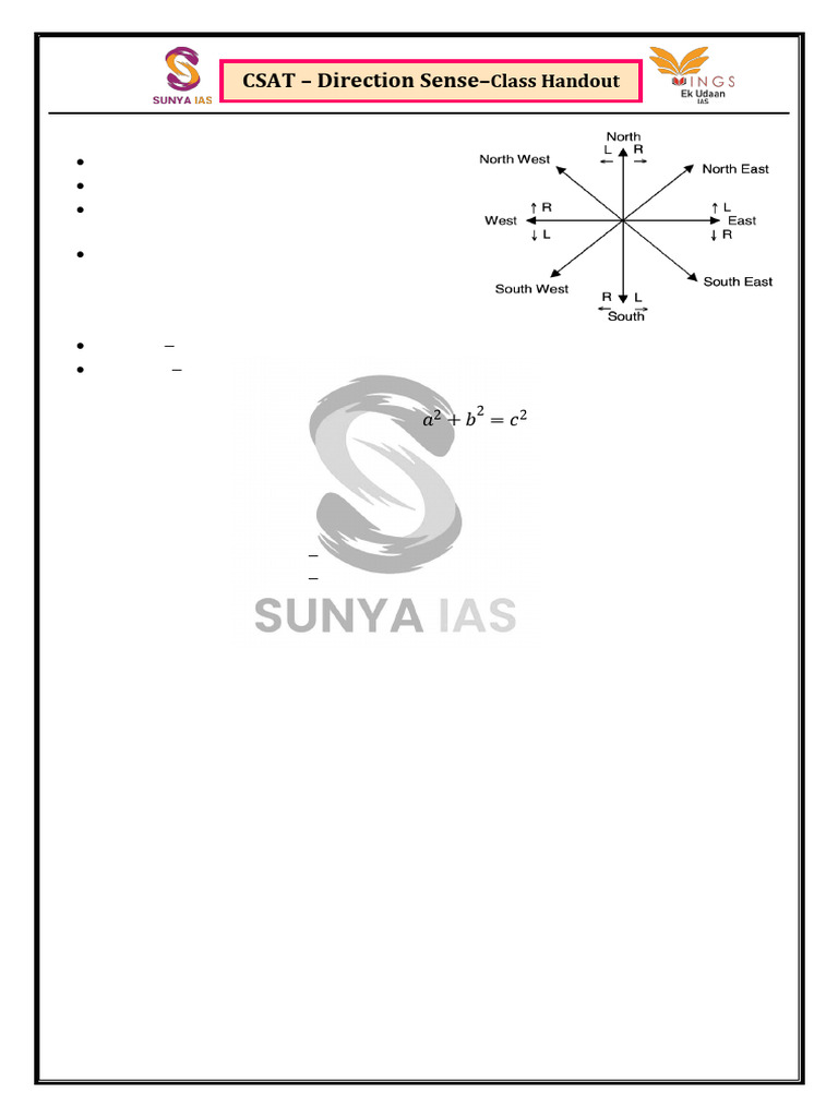 L1 Direction Sense - Class Handout | PDF | Euclidean Geometry ...