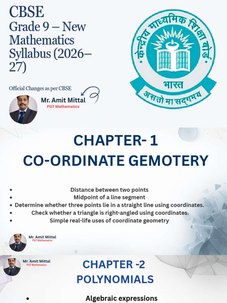 Grade 9 New Mathematics Syllabus 2026 27 | PDF | Circle | Triangle