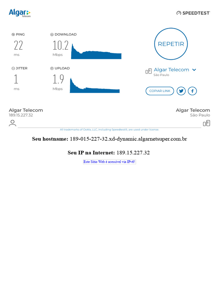 Algar Telecom Speed Test | PDF