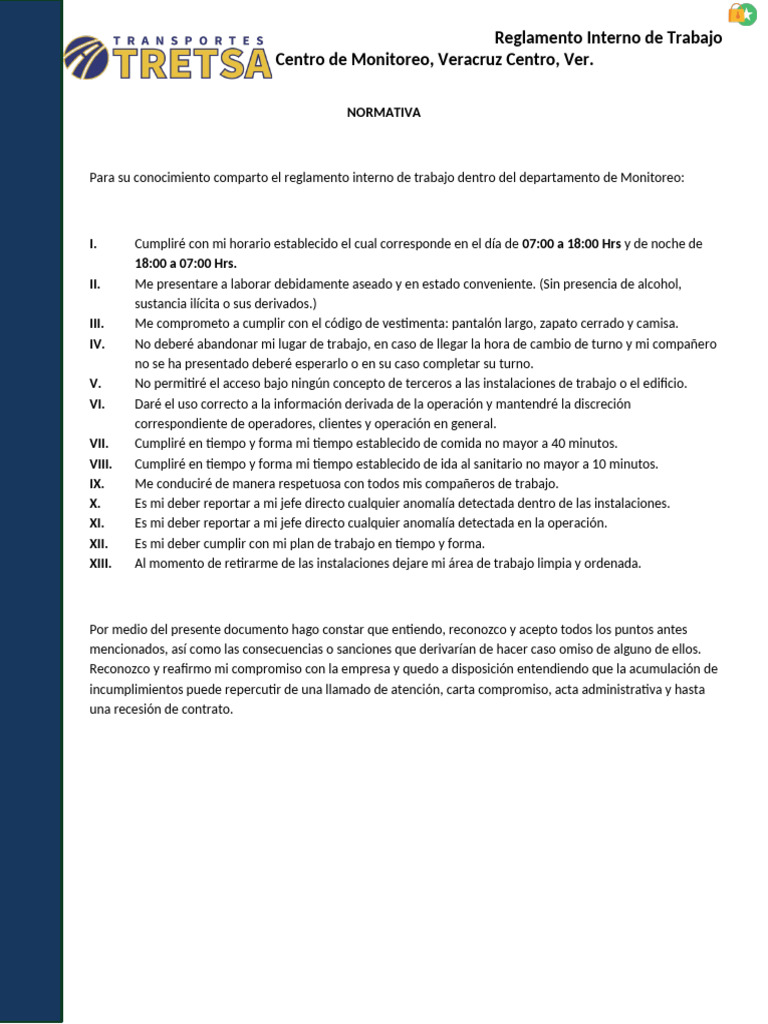 Reglamento Interno | PDF
