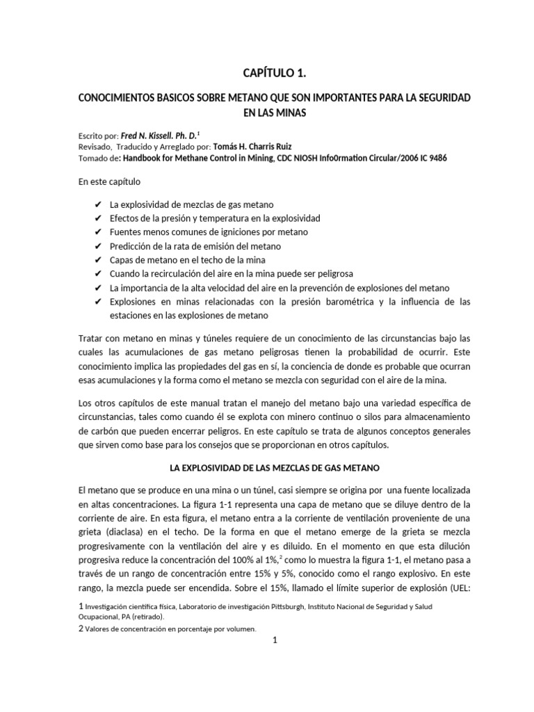 Capítulo 1 Handbook For Methane Control in Mining | PDF | Metano | Gases