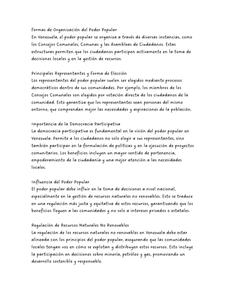 Formas de Organización Del Poder Popular PDF | PDF
