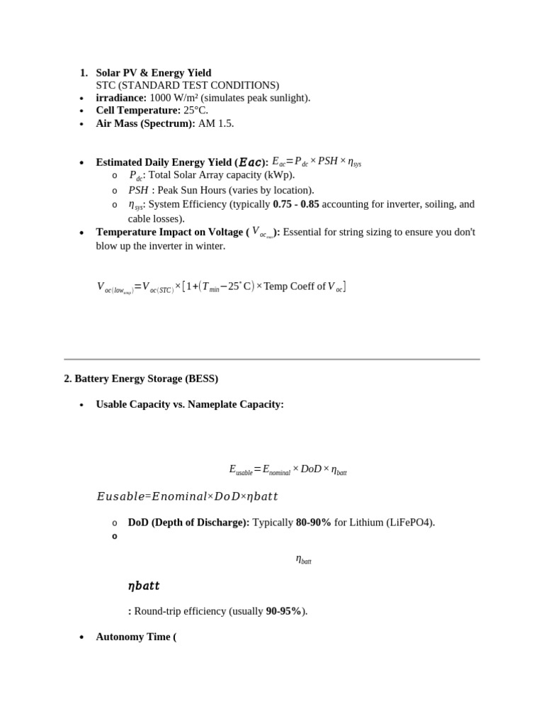 Electrical Engineering Formulas | PDF | Photovoltaic System | Climate ...