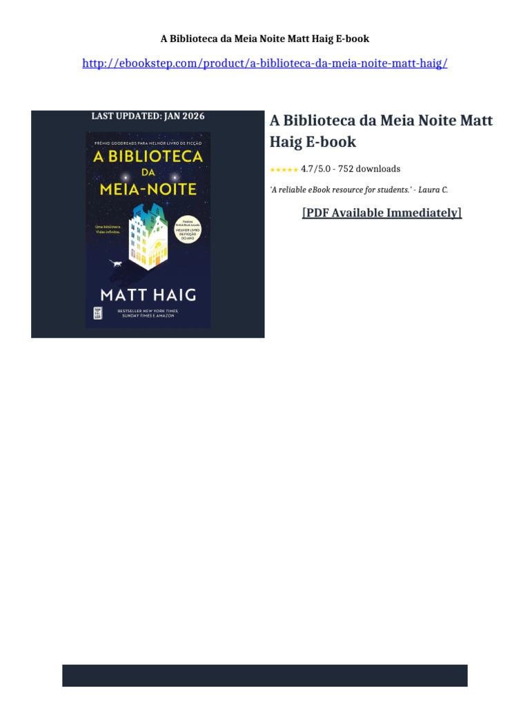 A Biblioteca Da Meia Noite Matt Haig Ebook Enhanced Text 2026 | PDF | Gatos