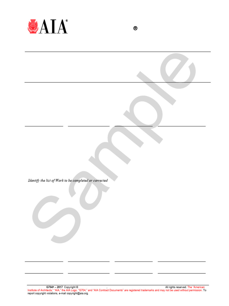 G704-2017 - Certificate of Substantial Completion | PDF | Business Law