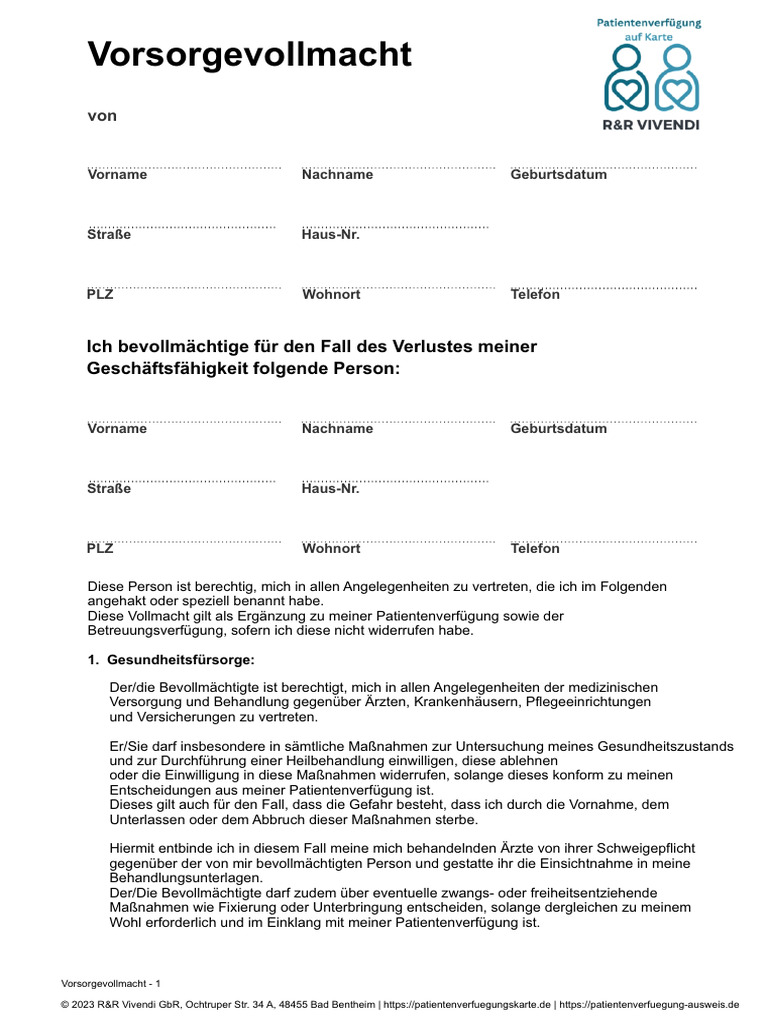 Fabelhafte Vollmacht Zum Ausdrucken