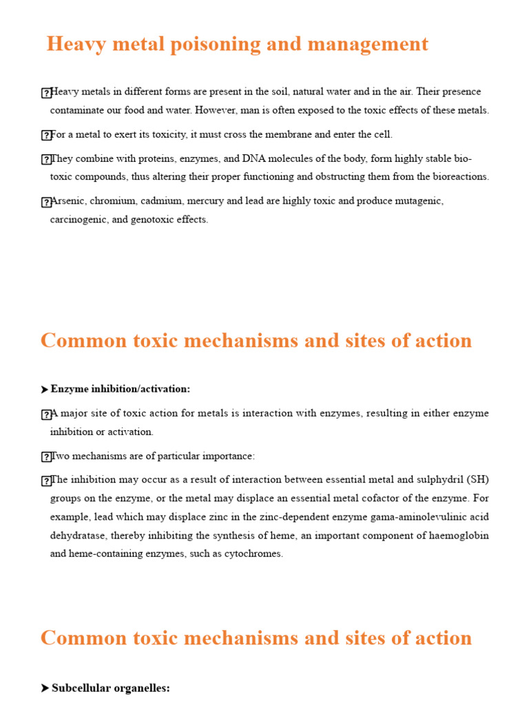 Heavy Metal Poisoning and Management | PDF | Mercury (Element) | Cadmium
